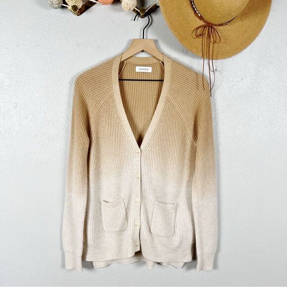 NAADAM Cashmere Ombre Cardigan Ribbed Knit Button Front Size Small - Picture 2 of 8